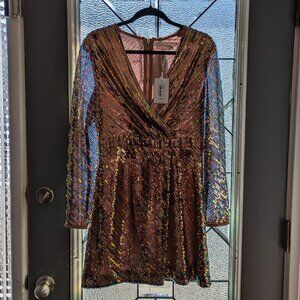 Ted Baker Long Sleeve Stripe Sequin Mini Dress